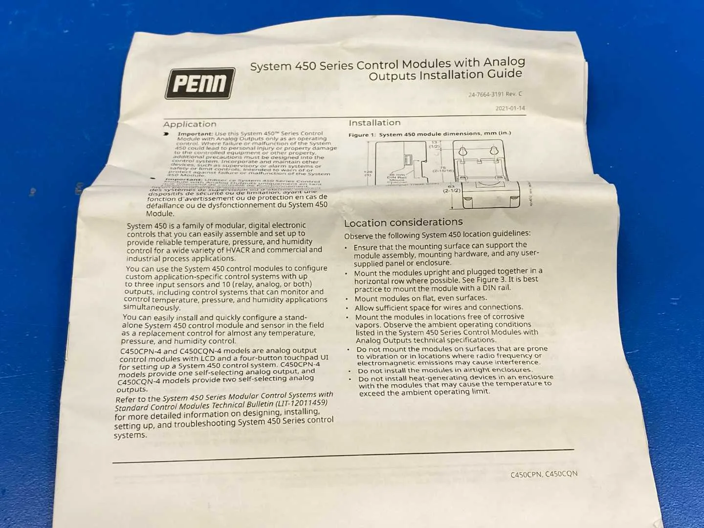 Johnson Controls C450CPN-4C Penn System 450 Control Module Temp ...