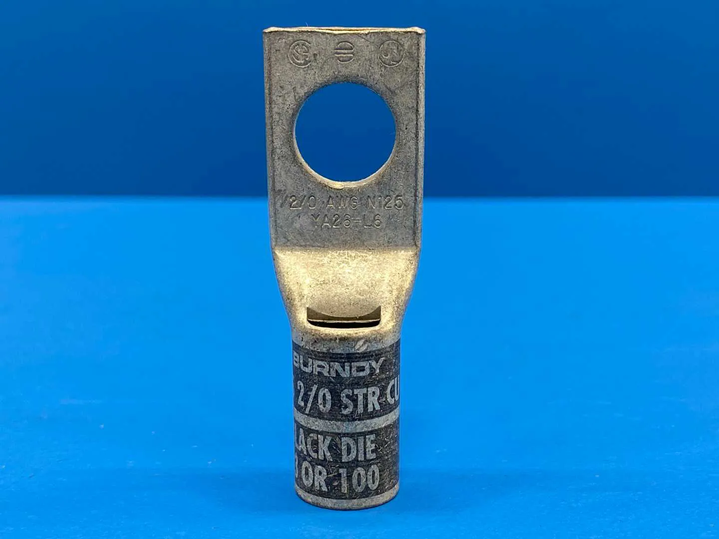 未生流 銅製 薄端 Burndy N125 2/0 STR CU Black Die 13 or 100 Copper Compression Lug